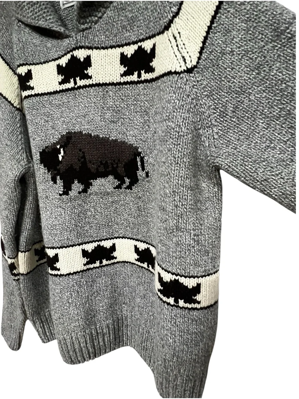 Vintage Schott Bros Cowichan Buffalo Bison Wool Blend Shawl Collar Sweater 2XL